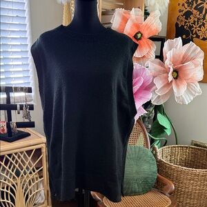 H&M Black Knit High Low Sleeveless Sweater Vest Top